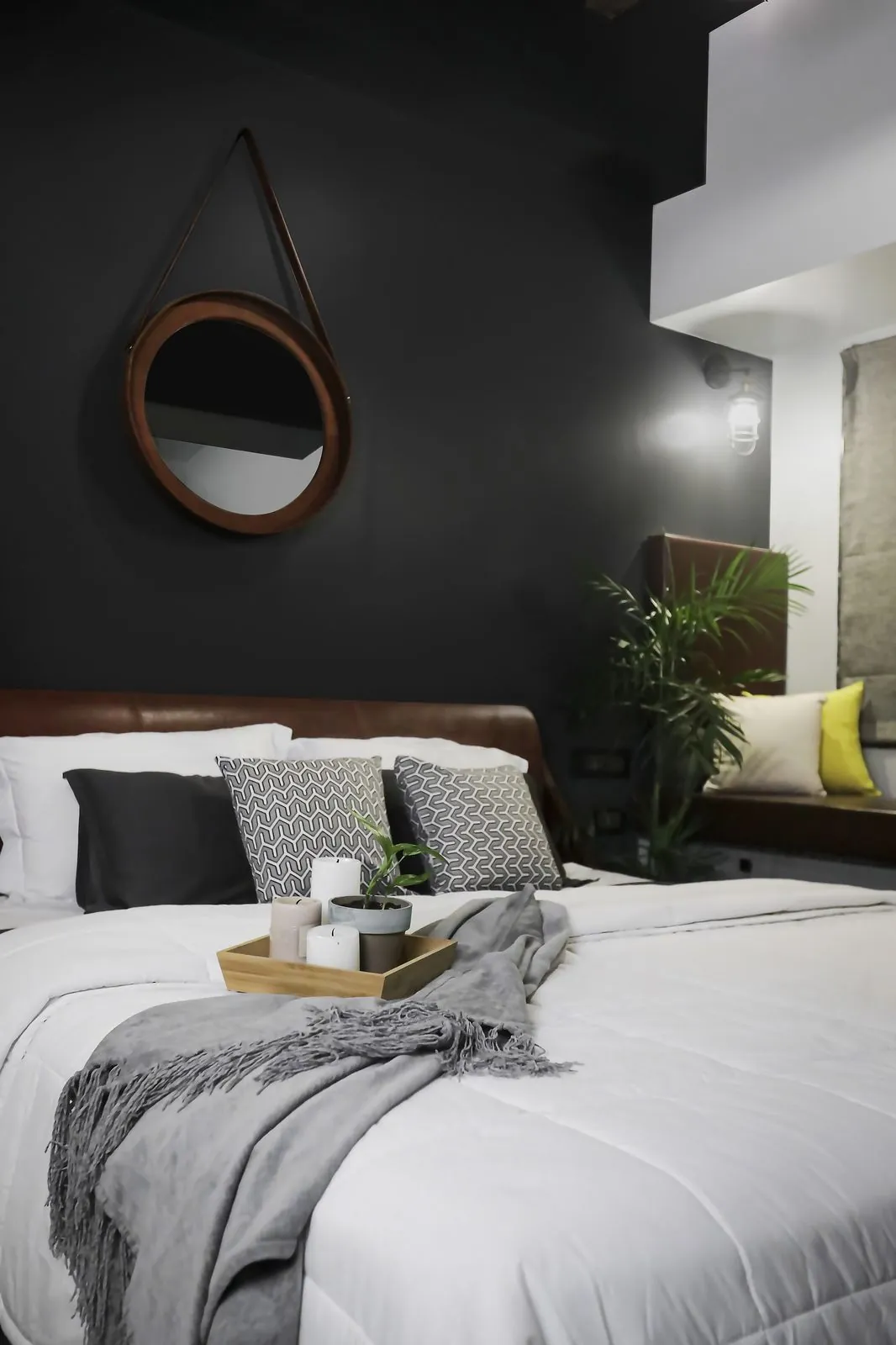 Bedroom joinery in a Chennai home built in plywood with wood-grain finish